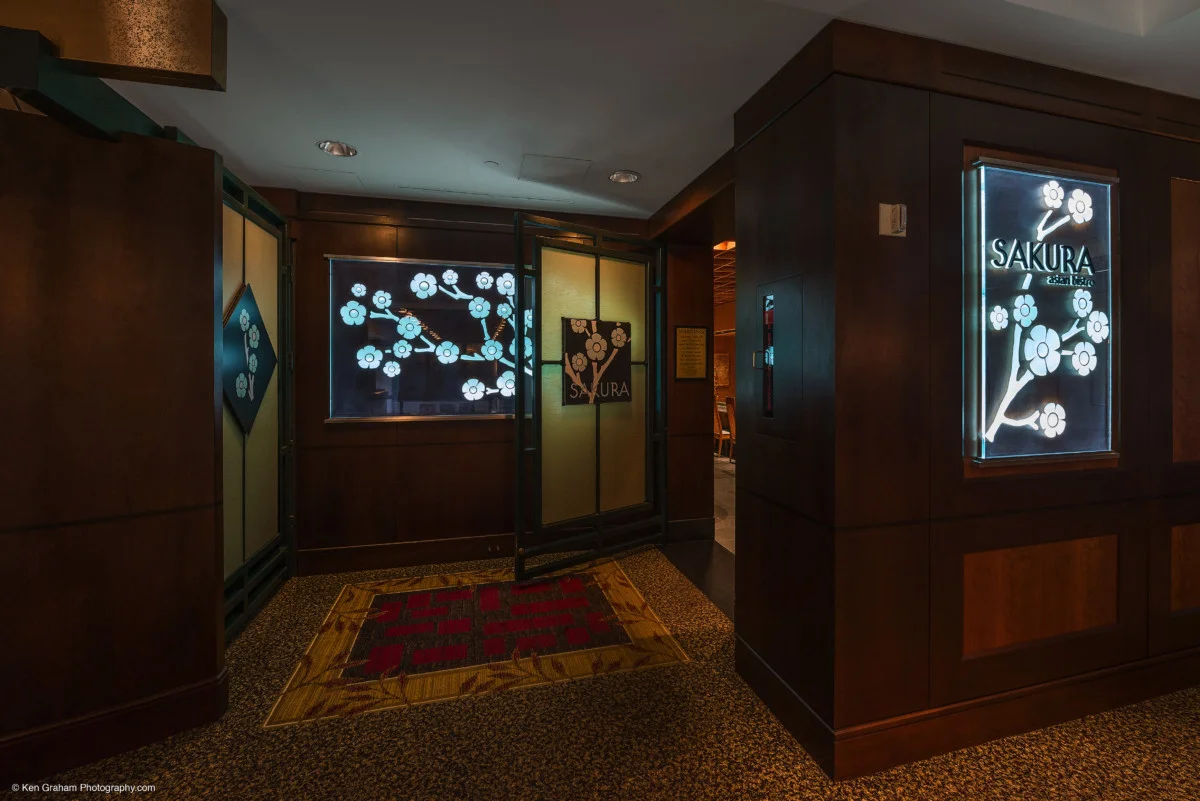Sakura Restaurant Glass Art & Signage — Alyeska Resort, Girdwood, AK